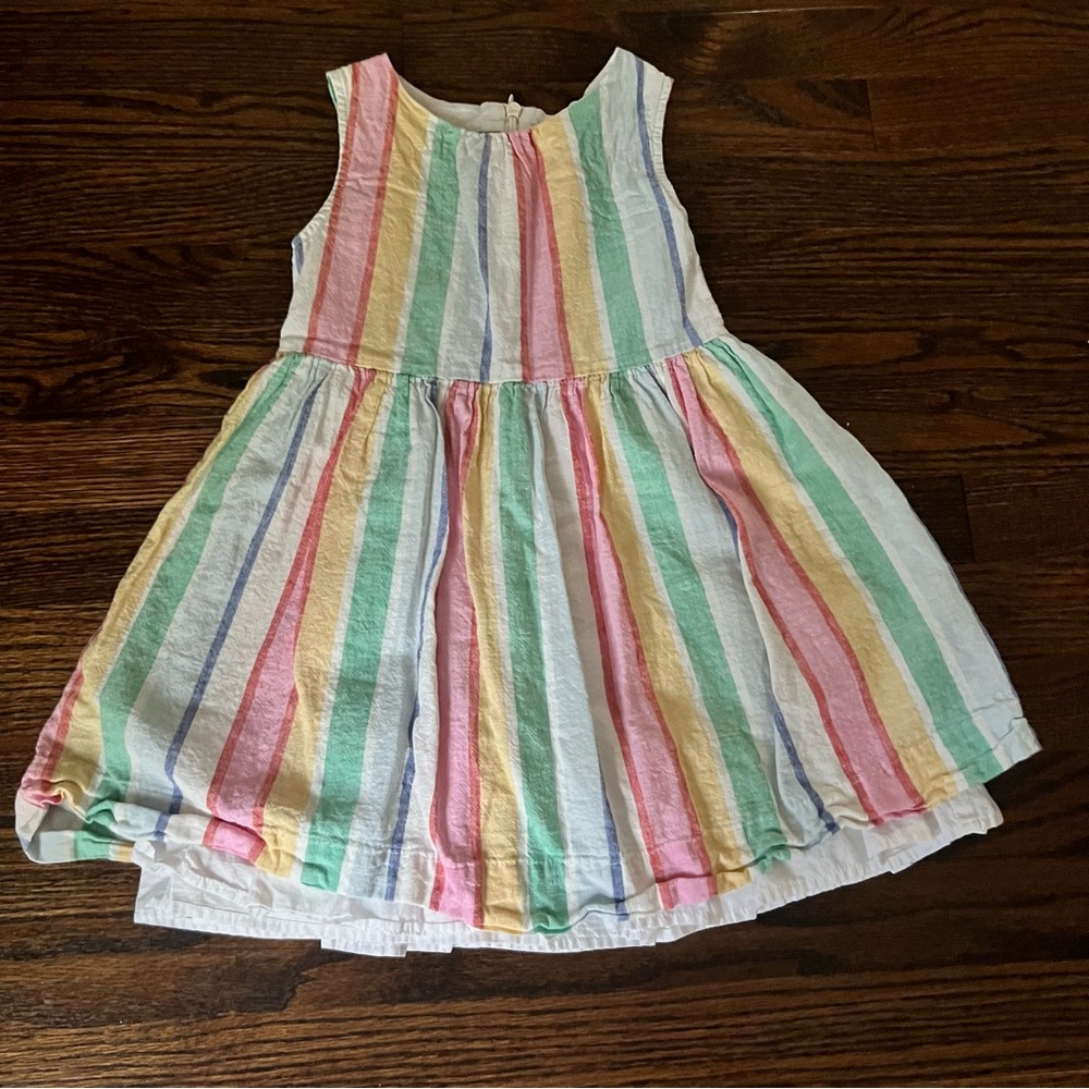 Mini Boden Rainbow Striped Sleeveless Summer Dress 4-5Y
